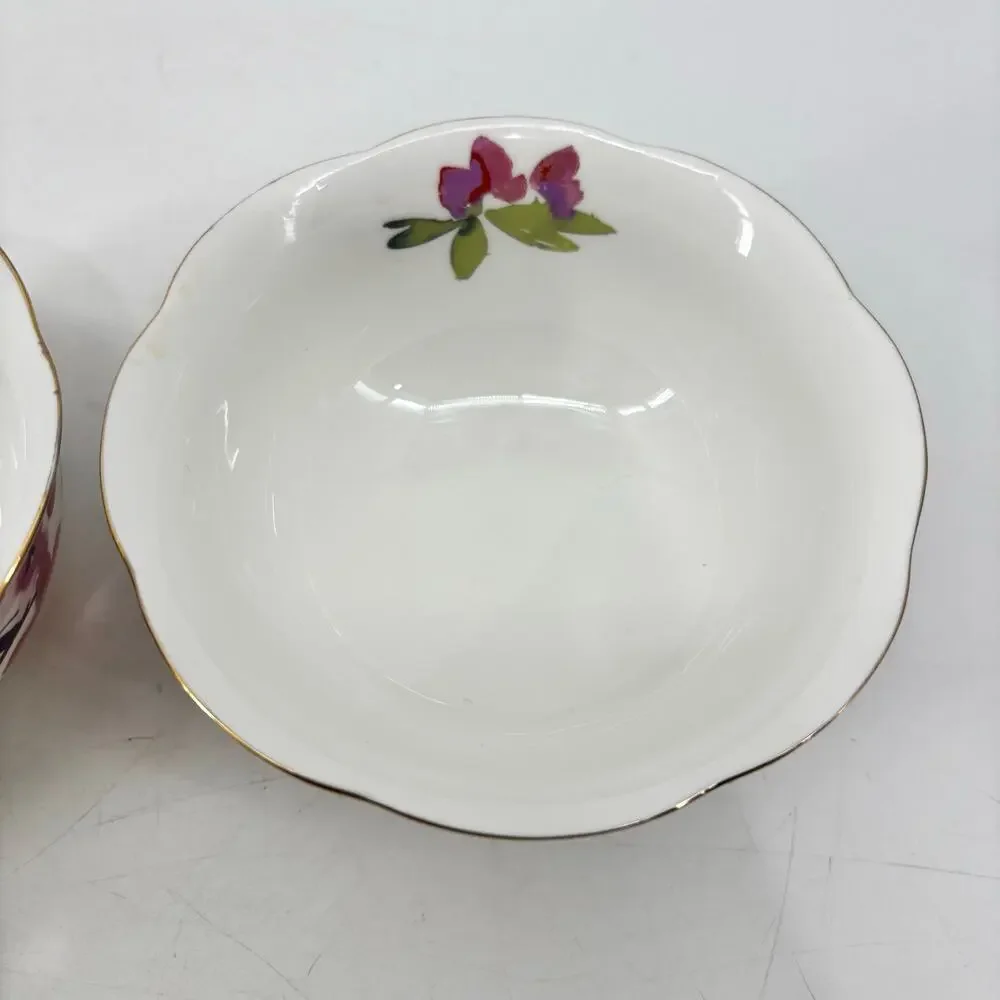 Gracie China Small Soup Bowl Floral Porcelain Bowls Gold Trip Scalloped